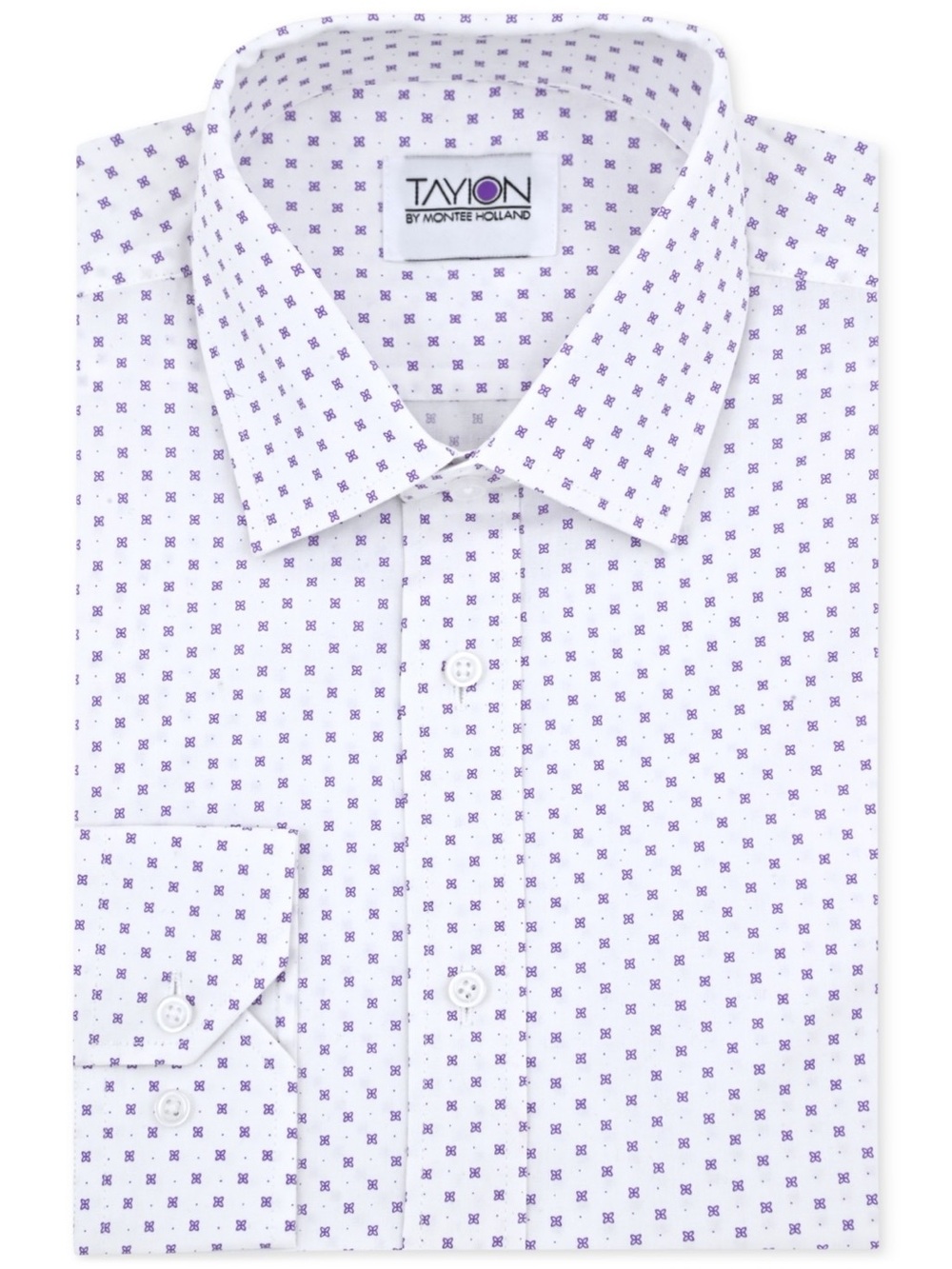 Tayion Collection Men's Geo-Print Dress Shirt - Purple